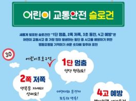 1단멈춤, 2쪽저쪽, 3초동안, 4고예방”어린이 교통안전 슬로건 발표